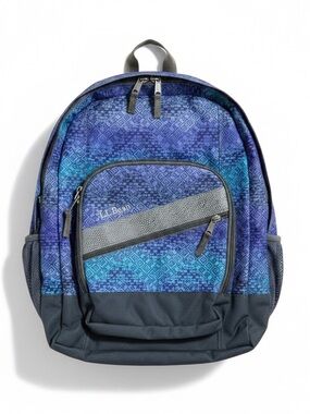 L.L.Bean Geometric Print School Backpack Blue Purple Book Bag Travel O/S